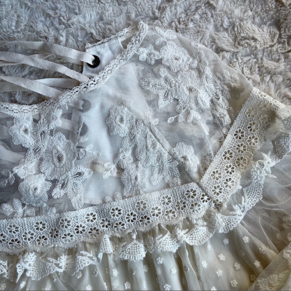 Spell and the Gypsy Cream Ivory Dawn Lace Reversible Lace Up Babydoll Blouse - Picture 7 of 8